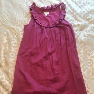 Pink sheath dress with ruffle collar